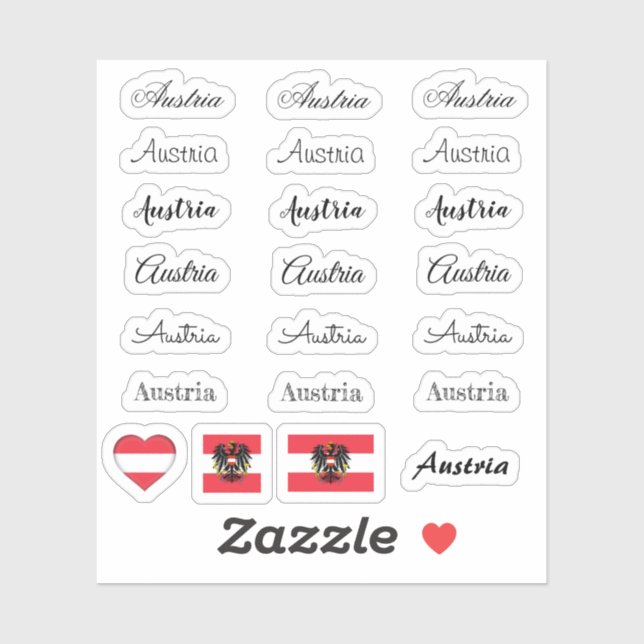 Adesivo Script Elegante Áustria e Sinalizador austríaco/co (Folha)