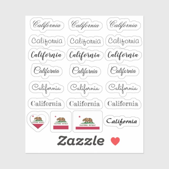 Adesivo Script elegante California & Flag USA /name Set (Folha)