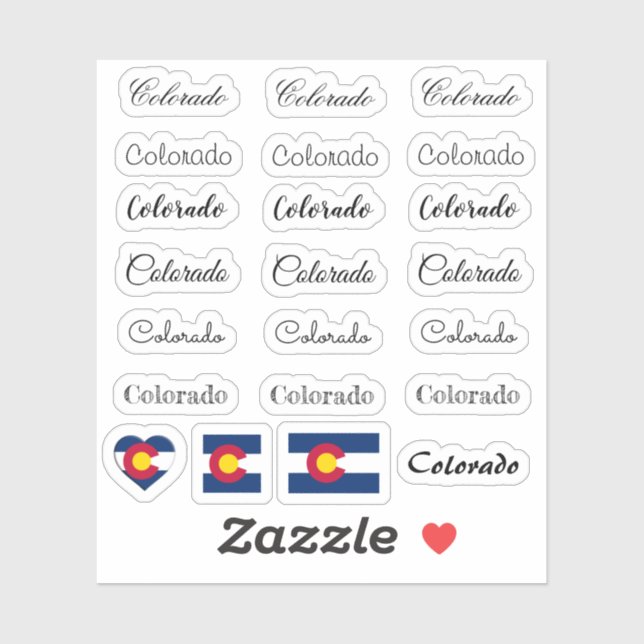 Adesivo Script elegante Colorado & Colorado Flag /name Set (Folha)