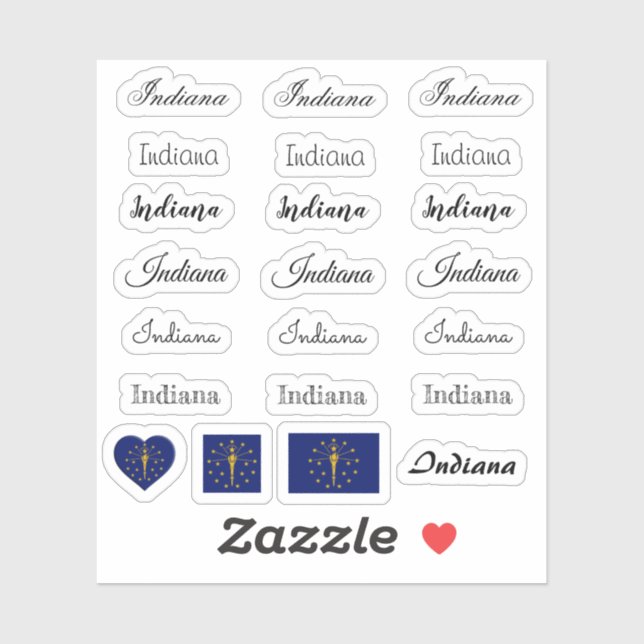 Adesivo Script Elegante Indiana & Indiana Flag /name Set (Folha)