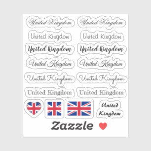 Adesivo Script Elegante Reino Unido/Nome da bandeira britâ