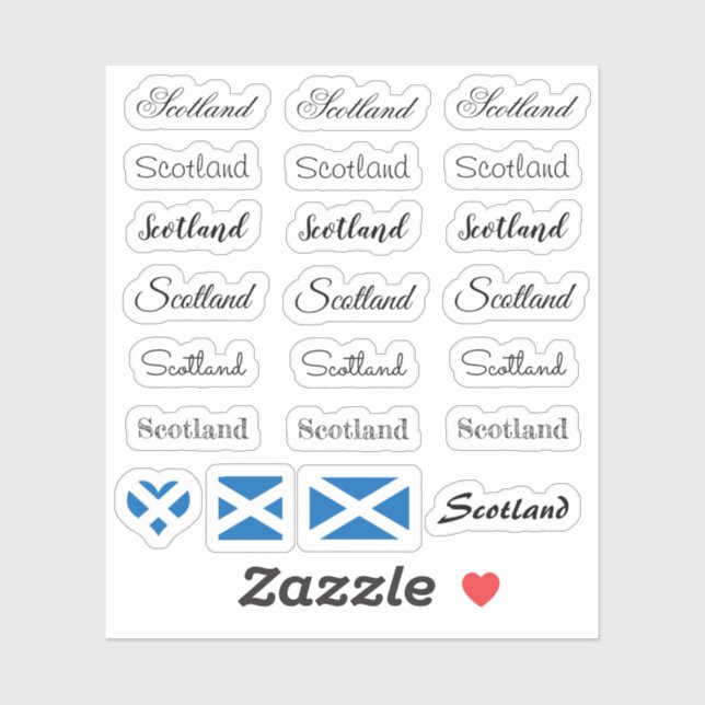 Adesivo Script Elegante Scotland & Scottish Flag/name Set (Folha)