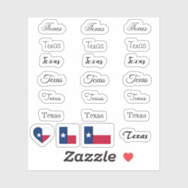 Adesivo Script Elegante Texas & Texas Flag USA /name Set