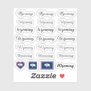 Adesivo Script elegante Wyoming & Wyoming Flag /name Set