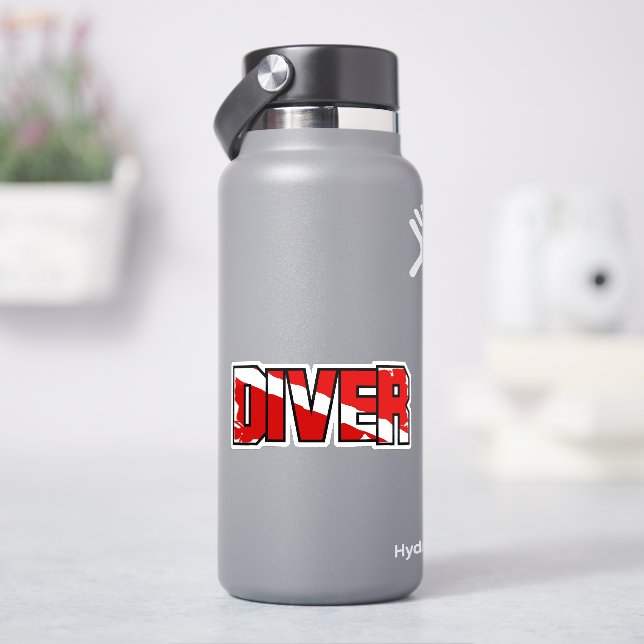 Adesivo Scuba Diver Down Flag Weathered Sticker (HidroFlask)