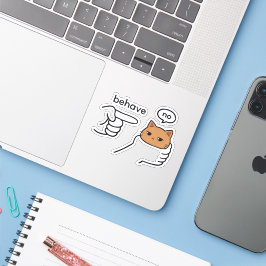 Adesivo Se Comporte/Gato Laranja Não, Gato Engraçado