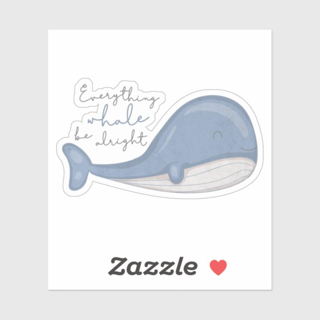 Adesivo Sea Animal Pun: Toda a baleia está bem (Folha)