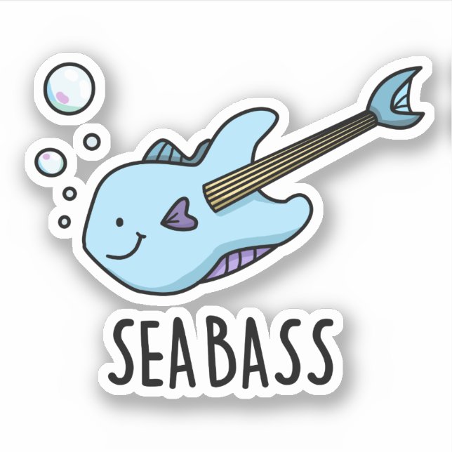 Adesivo Sea Bass Funny Bass Guitarra (Frente)