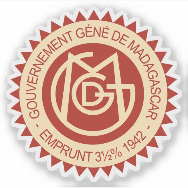 Adesivo Seal of the Government-General of Madagascar, 1942 (Frente)
