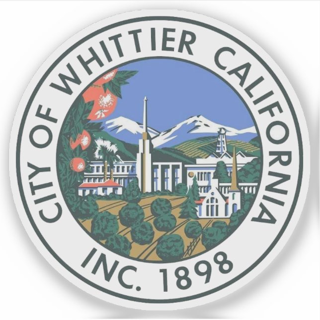 Adesivo Seal of Whittier, California, USA (Frente)