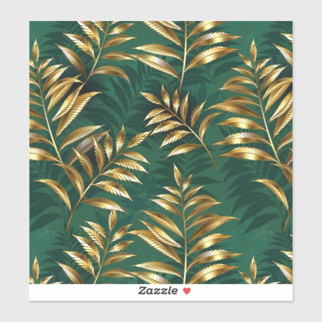 Adesivo Seamless pattern with golden ferns (Folha)