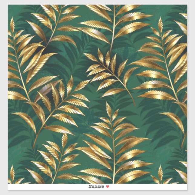 Adesivo Seamless pattern with golden ferns (Folha)