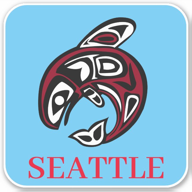 Adesivo Seattle Native American Haida Orca Killer Whale (Frente)