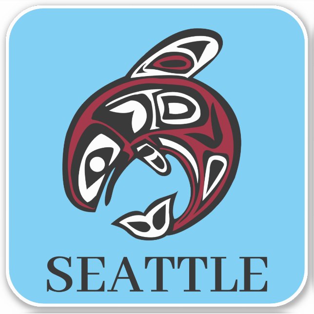 Adesivo Seattle Native American Haida Orca Killer Whale (Frente)
