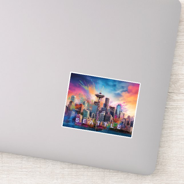 Adesivo Seattle Skyline Abstrato Art (Detalhe)