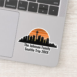 Adesivo Seattle Skyline Sunset Custom Family Trip Laptop