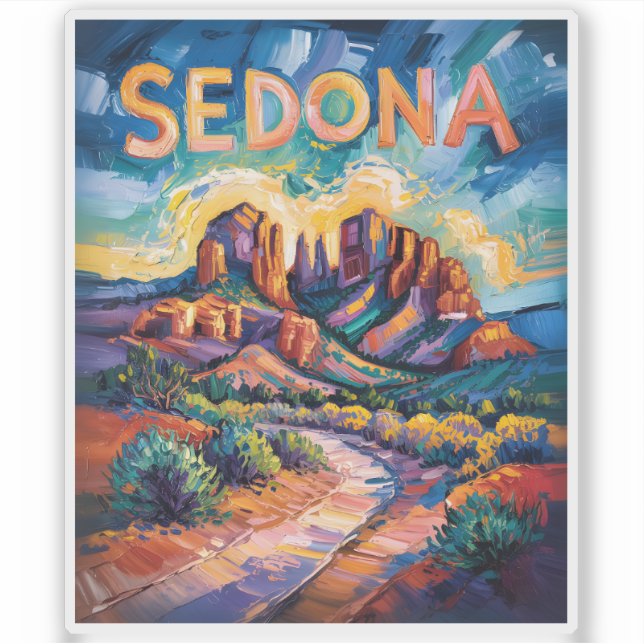 Adesivo Sedona Arizona Cathedral Rock Van Gogh Vibrant Art (Frente)