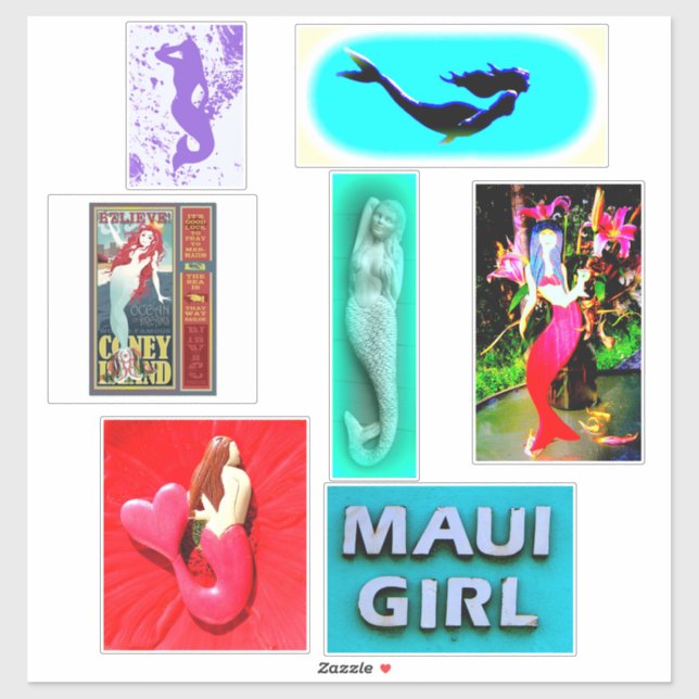 Adesivo seis sereias (Folha)