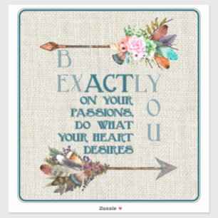 Adesivo Seja exatamente você Setas de Boho Inspiraç