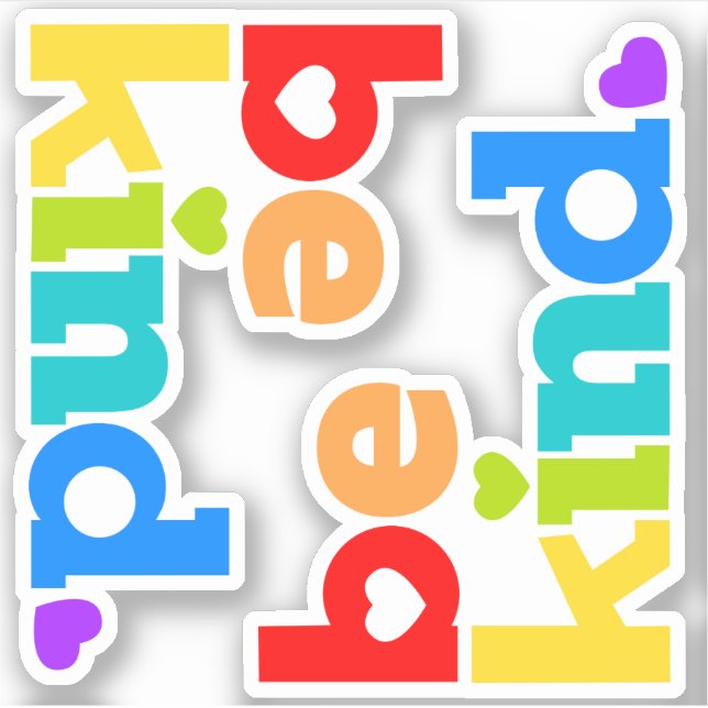 Adesivo Seja gentil com o slogan gráfico do arco-íris cora (Frente)