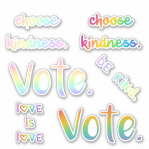 Adesivo Seja gentil, Vote, Amor, Palavras Íris