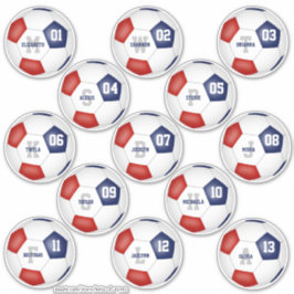 Adesivo seleção de futebol azul vermelha cor 13 jogadores