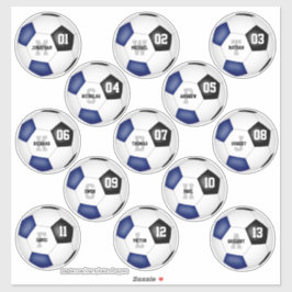 Adesivo seleção de futebol preto azul colore 13 jogadores 