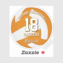 Adesivo seleção de vôlei cor laranja nome de atleta