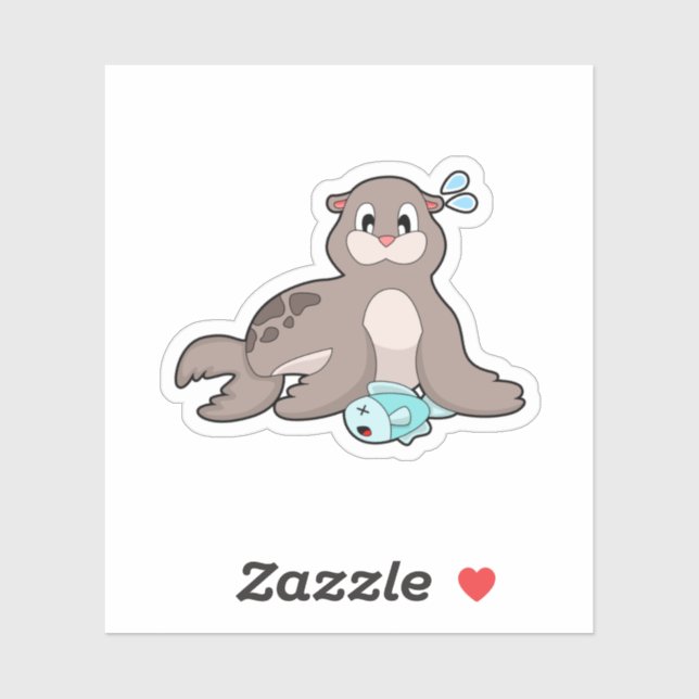 Adesivo Selo com Peixe (Folha)