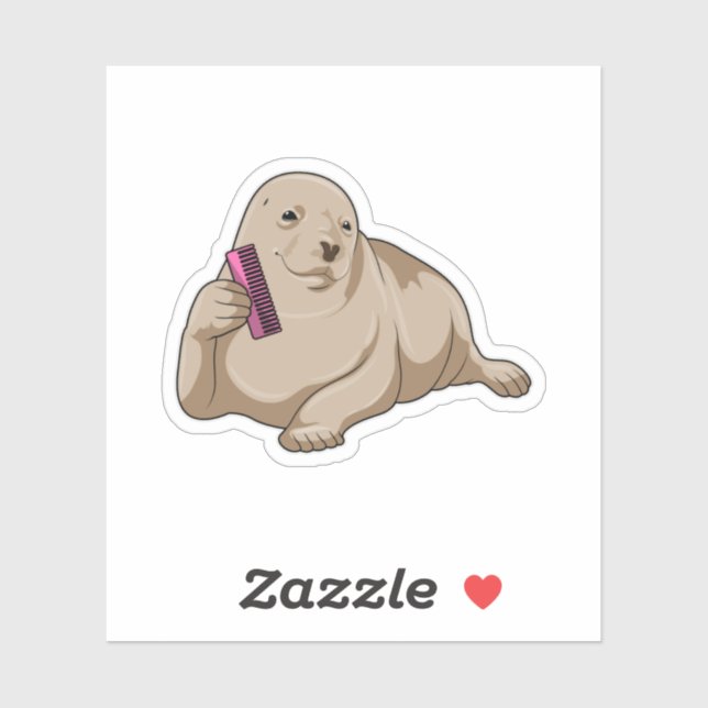 Adesivo Selo como cabeleireiro com pente (Folha)