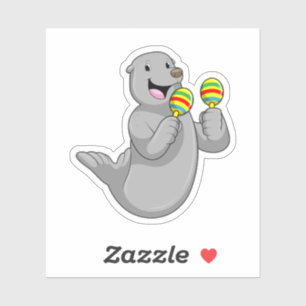 Adesivo Selo como músico com Maracas