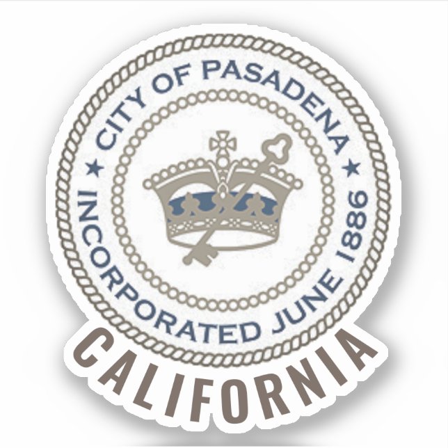 Adesivo Selo da Cidade de Pasadena, Califórnia (Frente)