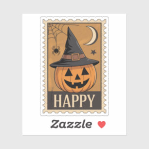Adesivo Selo de Abóbora do Dia das Bruxas "Feliz Halloween