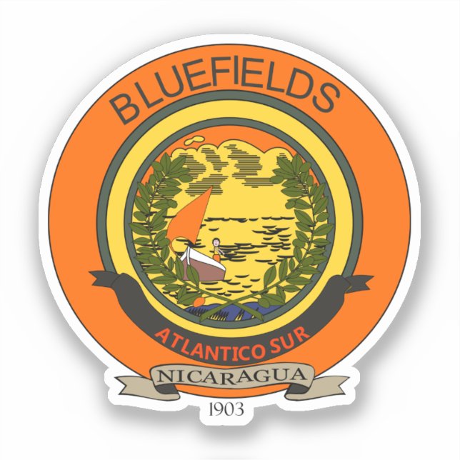 Adesivo Selo de Bluefields, Nicarágua (Frente)