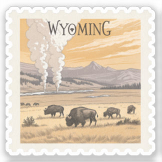 Adesivo Selo de Geyse do Bisonte de Yellowstone Wyoming Vi