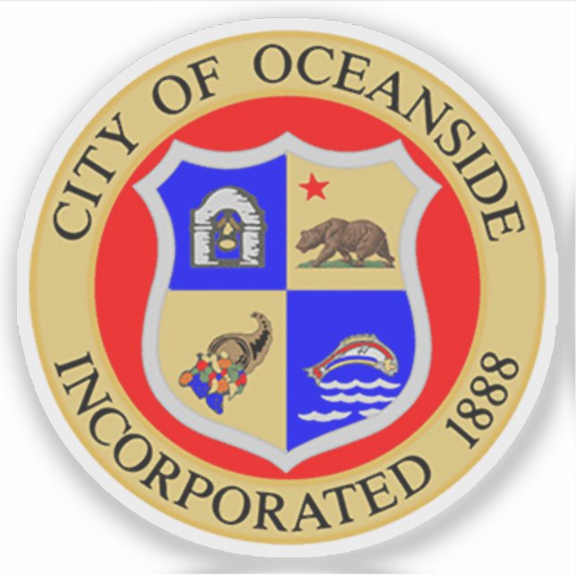 Adesivo Selo de Oceanside, Califórnia, EUA (Frente)