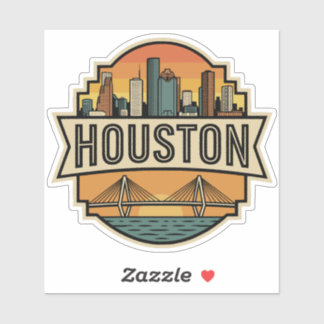 Adesivo Selo de Viagem Retro da Cidade de Houston Texas