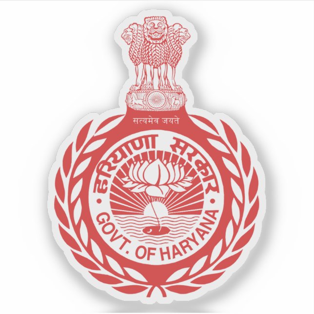 Adesivo Selo do Estado de Haryana, Índia (Frente)