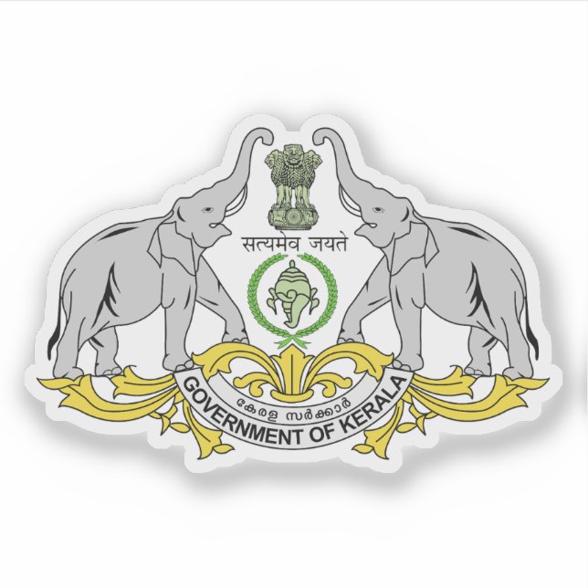 Adesivo Selo do Estado de Kerala, Índia (Frente)