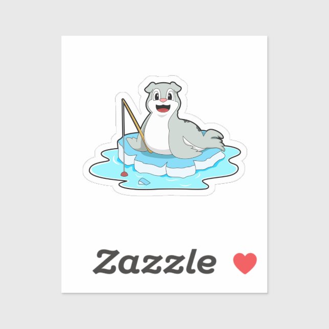 Adesivo Selo na pesca com vara de pesca (Folha)