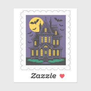 Adesivo Selo Postal de Casa Assombrada de Halloween Assust