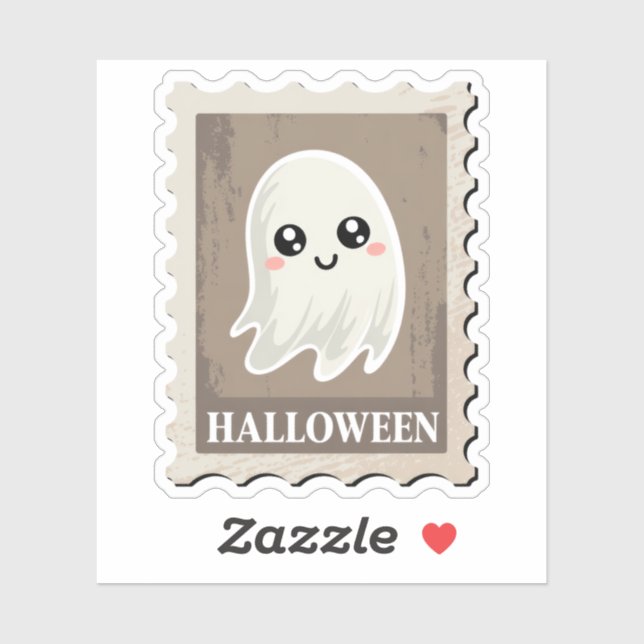 Adesivo Selo Postal de "Halloween" Fantasma Fofo (Folha)