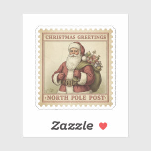 Adesivo Selo Postal Vintage Papai Noel Natal
