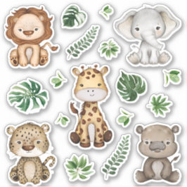 Adesivo Selva Safari Selvagens Animais Selvagens Folhas Tr