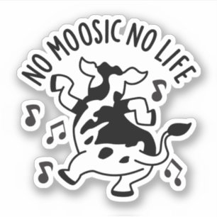 Adesivo Sem Moísica Sem Vida Bela Vaca Música Vaca Pun S