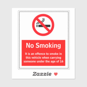 Adesivo Sem Tabagismo No Veículo Com Menos De 16 Anos