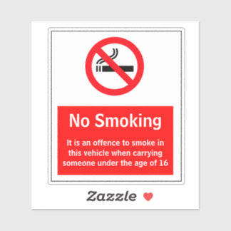 Adesivo Sem Tabagismo No Veículo Com Menos De 16 Anos