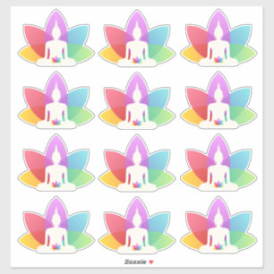 Adesivo Sentando Buda e Lotus Petals Coloridas