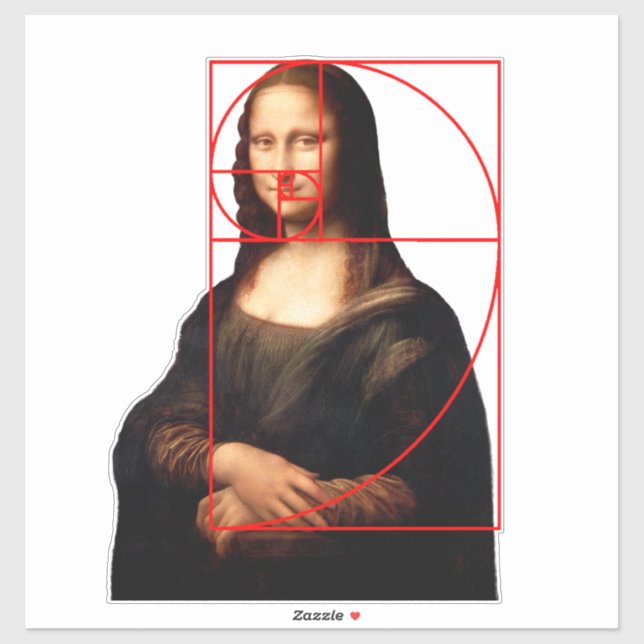 Adesivo Sequência Fibonacci Leonardo da Vinci Mona Lisa (Folha)