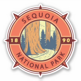 Adesivo Sequoia National Park Illustration Compass Retroat